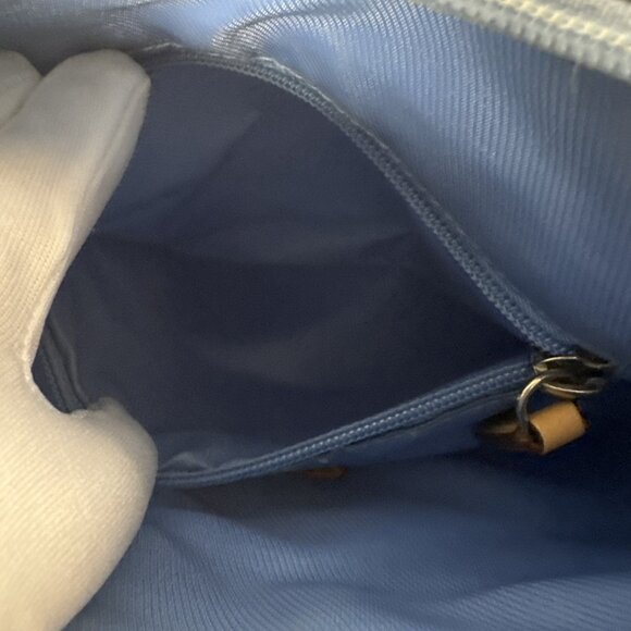 Ralph Lauren Monogram Canvas Hobo Bag Blue & Beige With Adjustable Strap - Picture 11 of 16